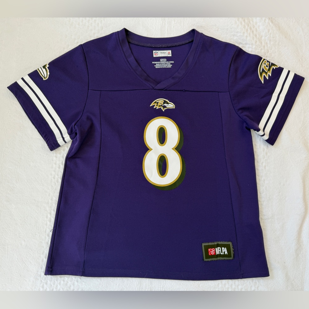 NFL Team Apparel Baltimore Ravens #8 Lamar Jackson Jersey Women’s Small